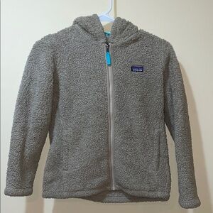 Girls Patagonia Los Gatos Tuber Tan Fuzzy Fleece Hoody Full Zip Up Jacket